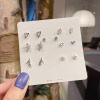 Universal earrings, set, zirconium from pearl, silver needle, Korean style, silver 925 sample