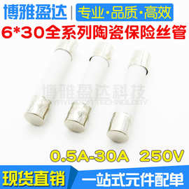 6*30MM陶瓷保险管250V 0.5/1A/2A/3A/4A/5A/6A/8A/10A/15A/20-30A