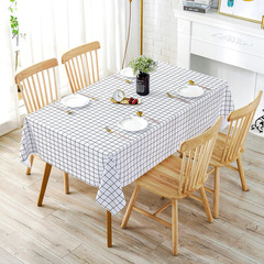 Cross-border universal waterproof and oil-proof PVC dining tablecloth with Nordic INS pattern grid, thick round table washable tablecloth