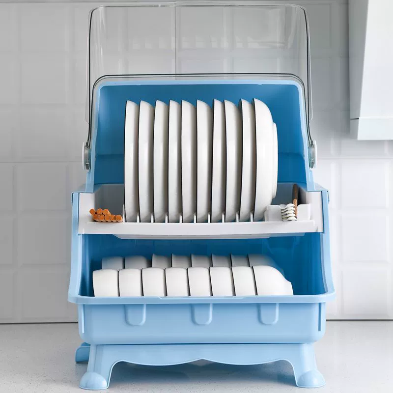 Double-layer big plastic storage box for home use, drying rack, direct factory sales