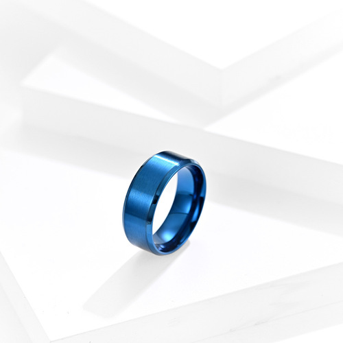 Gender-free cross-border jewelry source matte brushed simple titanium steel ring vacuum electroplating letterable hand jewelry for men and women