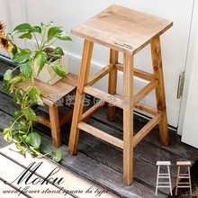 户外花园实木圆凳子方高凳花架复古做旧矮凳置物架日式风格大小凳