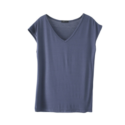 Modest V-neck sleeveless summer thin T-shirt women's loose plus size top casual versatile tank top