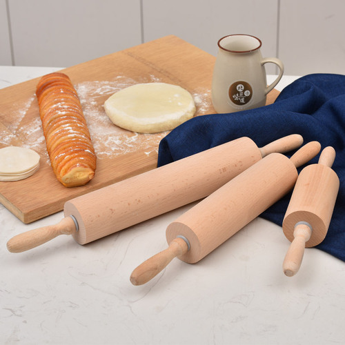 One Wood One Craftsman Wooden Rolling Pin Unpainted Unwaxed Beech Wood Rolling Pin Dumpling Skin Pressing Pin Baking Tool