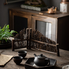 紫竹小籬笆圍欄 竹製壽司刺身擺盤小裝飾品 竹絲茶桌擺件復古禪意