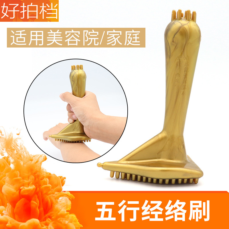 뷰티 살롱 건강 도구 자오선 브러시 5 요소 자오선 마사지 브러시 삼각형 브러시 라이브 힘줄 온난화 에센셜 오일 라이브 힘줄 브러쉬