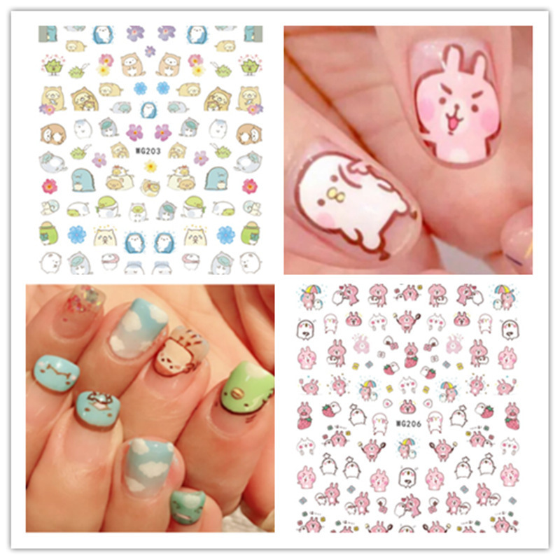 Cartoon Nail Stickers Cross-border E-commerce Nail Jewelry Decals Cute Kana Cartoon Nail Stickers WG197-217
