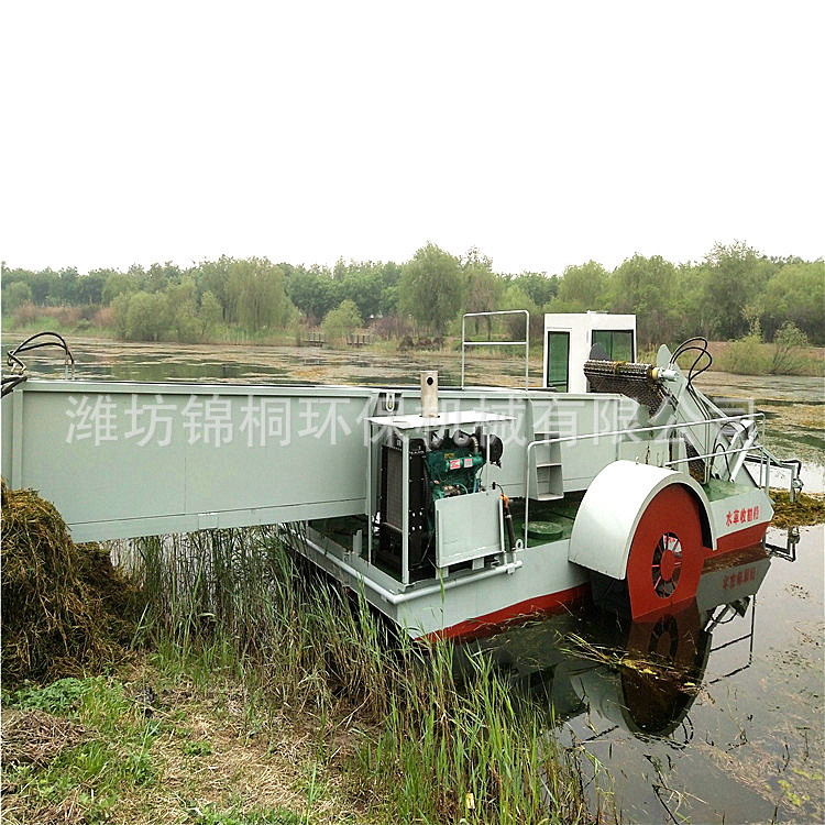 辽宁小型水浮莲打捞船 全自动水草割草船 清理河道的垃圾打捞船