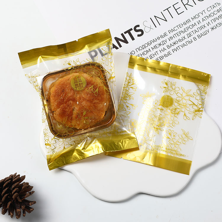 Directo de fábrica transparente pequeño jardín mooncake bolsa pequeña fresca 50g yema de huevo bolsa de embalaje crujiente bolsa de galletas en stock