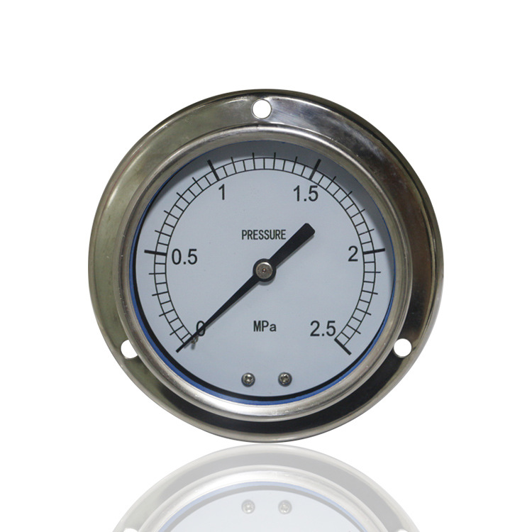 供应仿日NK轴向带前边不锈钢压力表304压力表YB100ZT 2.5MPA G3/8