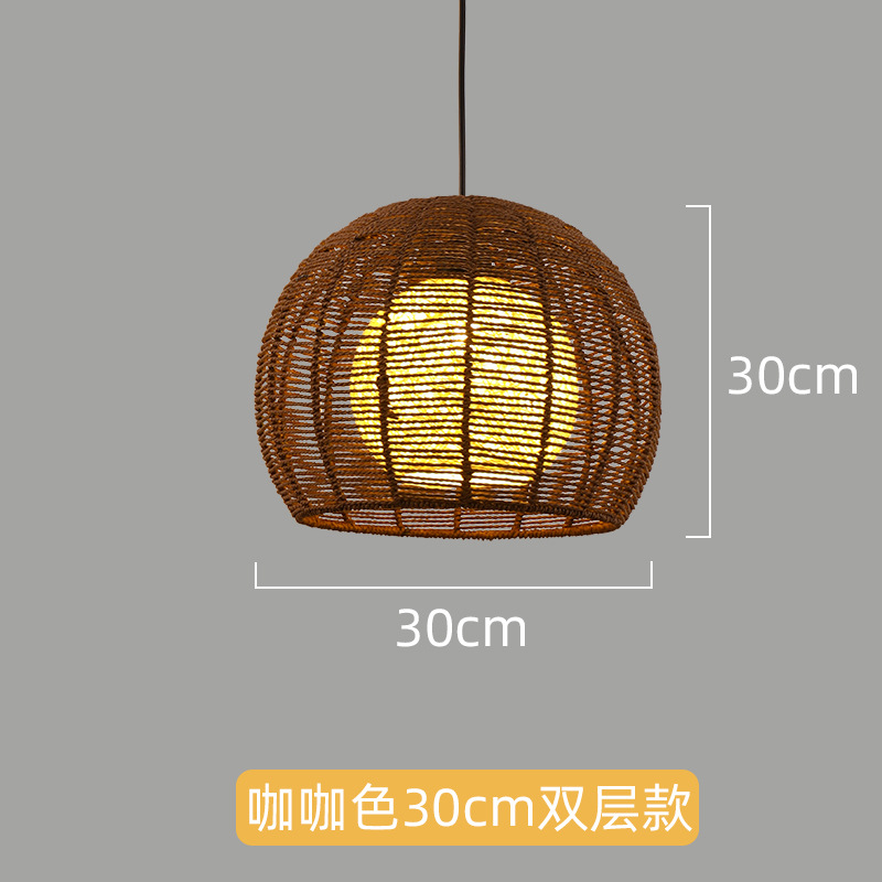 Lámpara de cuerda de cáñamo de estilo japonés tejida a mano lámpara de restaurante retro industrial personalidad creativa lámpara de restaurante bar redondo