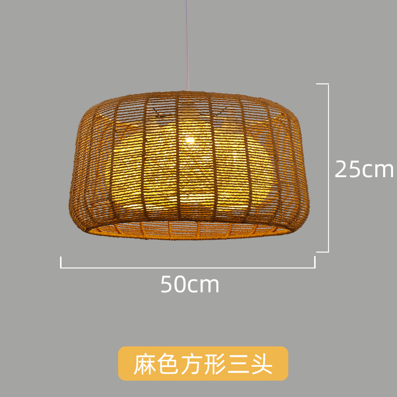 Lámpara de cuerda de cáñamo de estilo japonés tejida a mano lámpara de restaurante retro industrial personalidad creativa lámpara de restaurante bar redondo