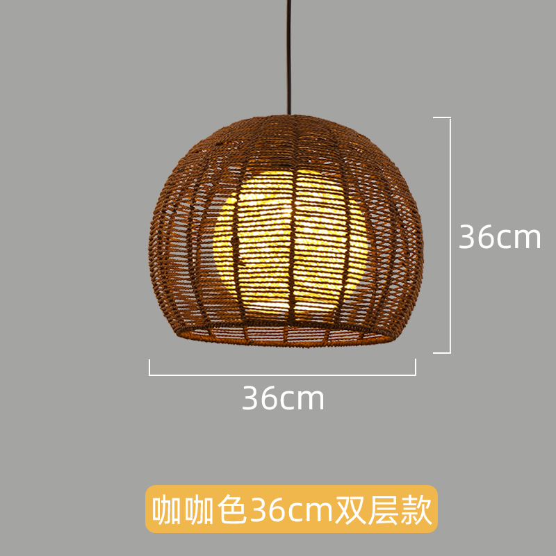 Lámpara de cuerda de cáñamo de estilo japonés tejida a mano lámpara de restaurante retro industrial personalidad creativa lámpara de restaurante bar redondo