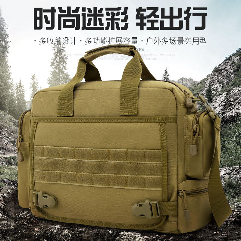 Tactical shoulder laptop bag outdoor large capacity multi-functional nylon shoulder messenger bag trendy functional bag