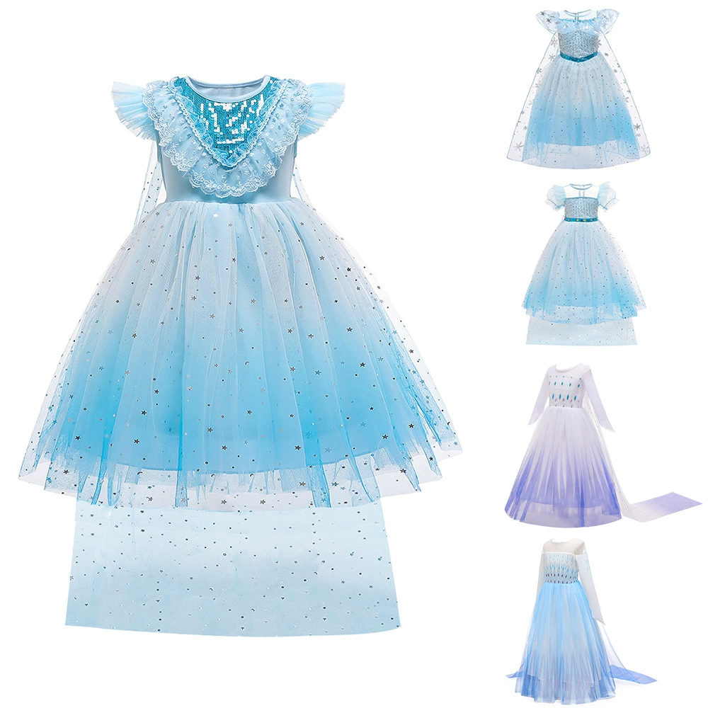Small princess costume, dress, “Frozen”, with snowflakes