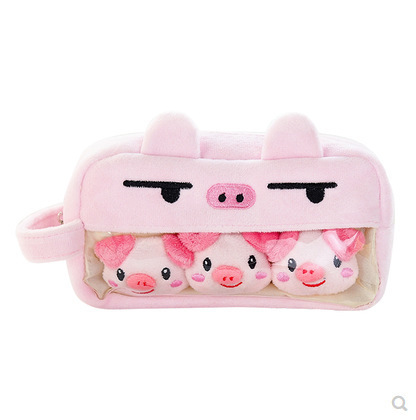 Plush cute pencil case with large capacity and multi-function little fairy creative personality funny simple female ins style