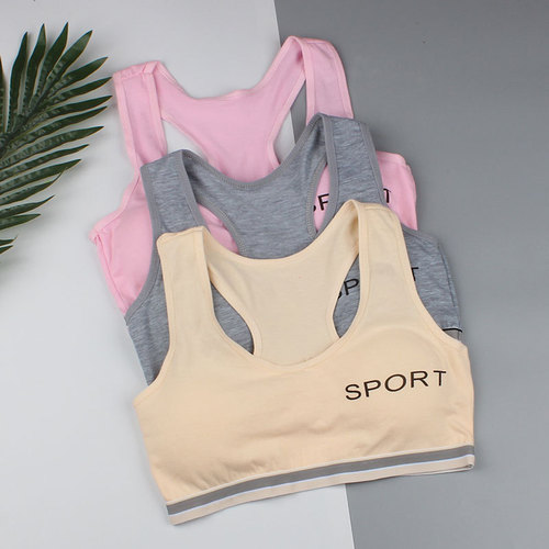 New girls development period tube top removable padded underwear medium and large children's vests I-shaped cross back bra