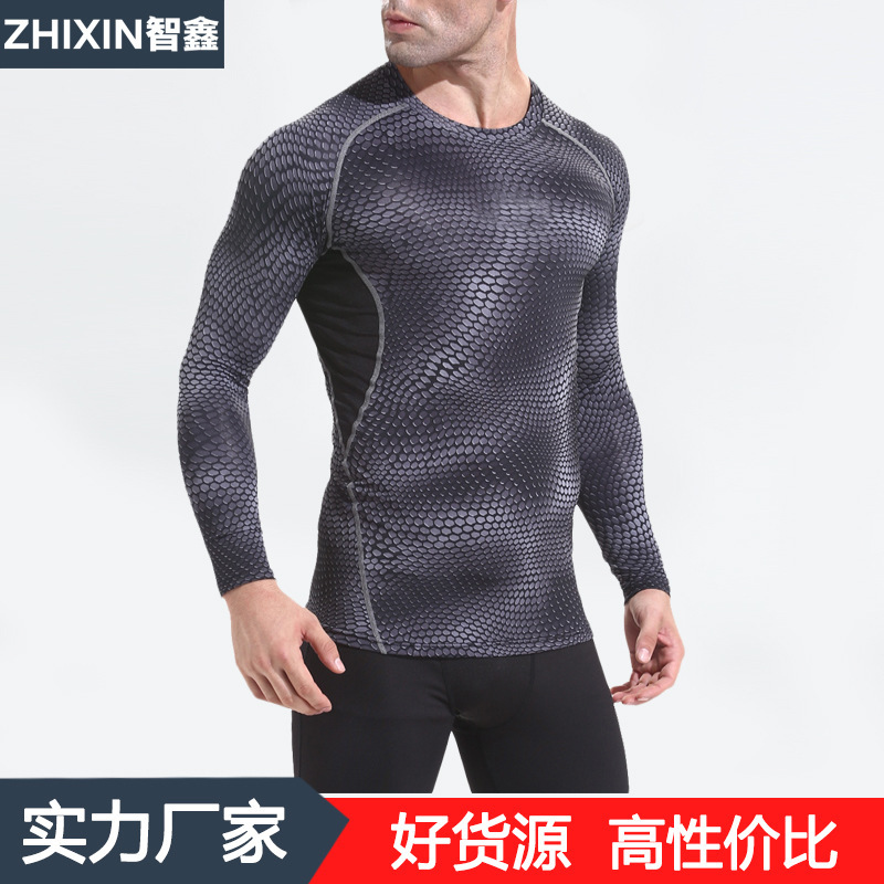 Spot Basketball Fitness Quick-Drying Sports Tights Men's Long-Sleeved Winter Running Compression Clothing Breathable Elastic
