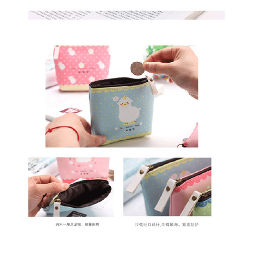 Korean cute lamb coin purse hand coin bag men and women waterproof storage coin bag pattern logo