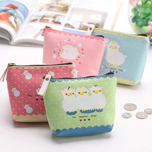 Korean cute lamb coin purse hand coin bag men and women waterproof storage coin bag pattern logo