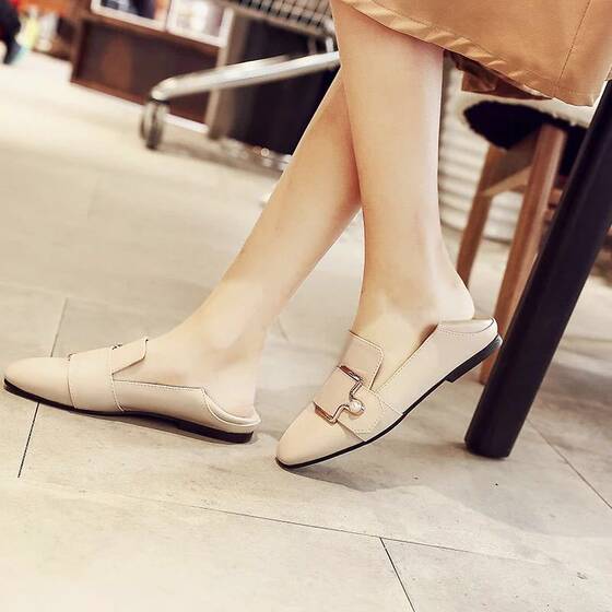 Harajuku style tods women's summer cute social flat shoes round buckle belt 2023 new retro small leather shoes