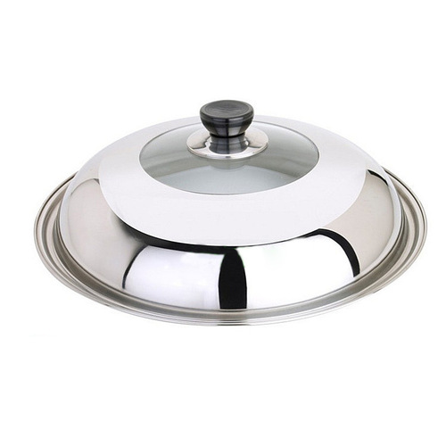 Stainless steel pot lid tempered glass transparent combination lid kitchen large wok cooking large pot lid visible 36cm34cm