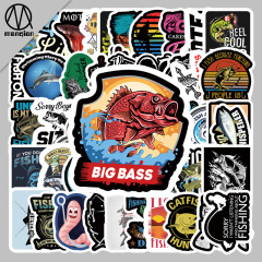 52張不重複釣魚系列卡通戶外創意拉杆行李箱死飛個性貼紙防水跨境