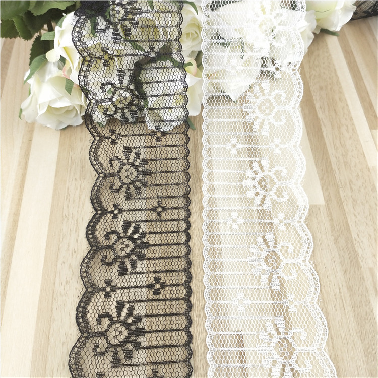 Poliéster no elástico 5cm blanco y negro en stock encaje exquisito pequeño girasol 723 #