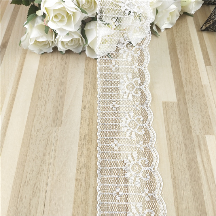 Poliéster no elástico 5cm blanco y negro en stock encaje exquisito pequeño girasol 723 #