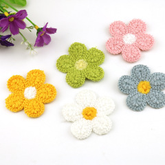 High-quality best-selling 5cm colorful embroidered flower imitation hand-crocheted five-petaled flower fabric stickers headwear clothing bags DIY accessories