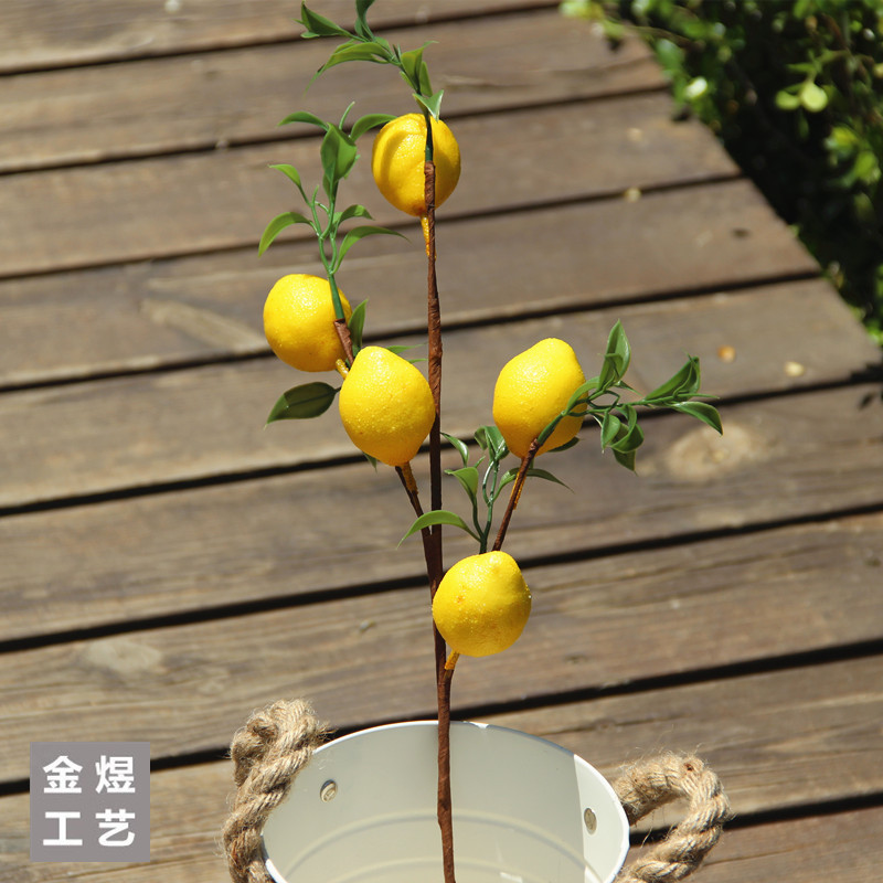 Limón artificial decoración del hogar conjunto PE simulación fruta tiro apoyos bendición cubo Nochevieja flor transfronteriza hogar