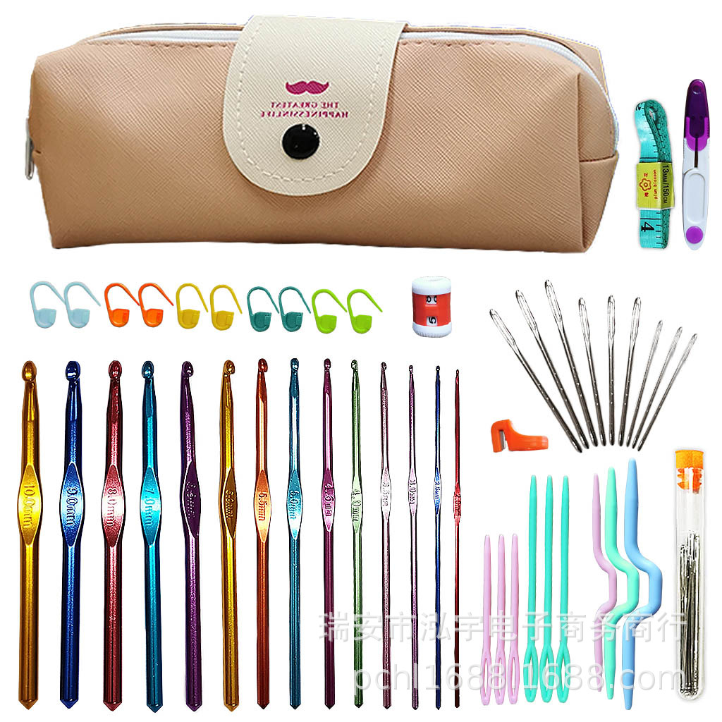 14 accesorios de ganchillo con embalaje amarillo