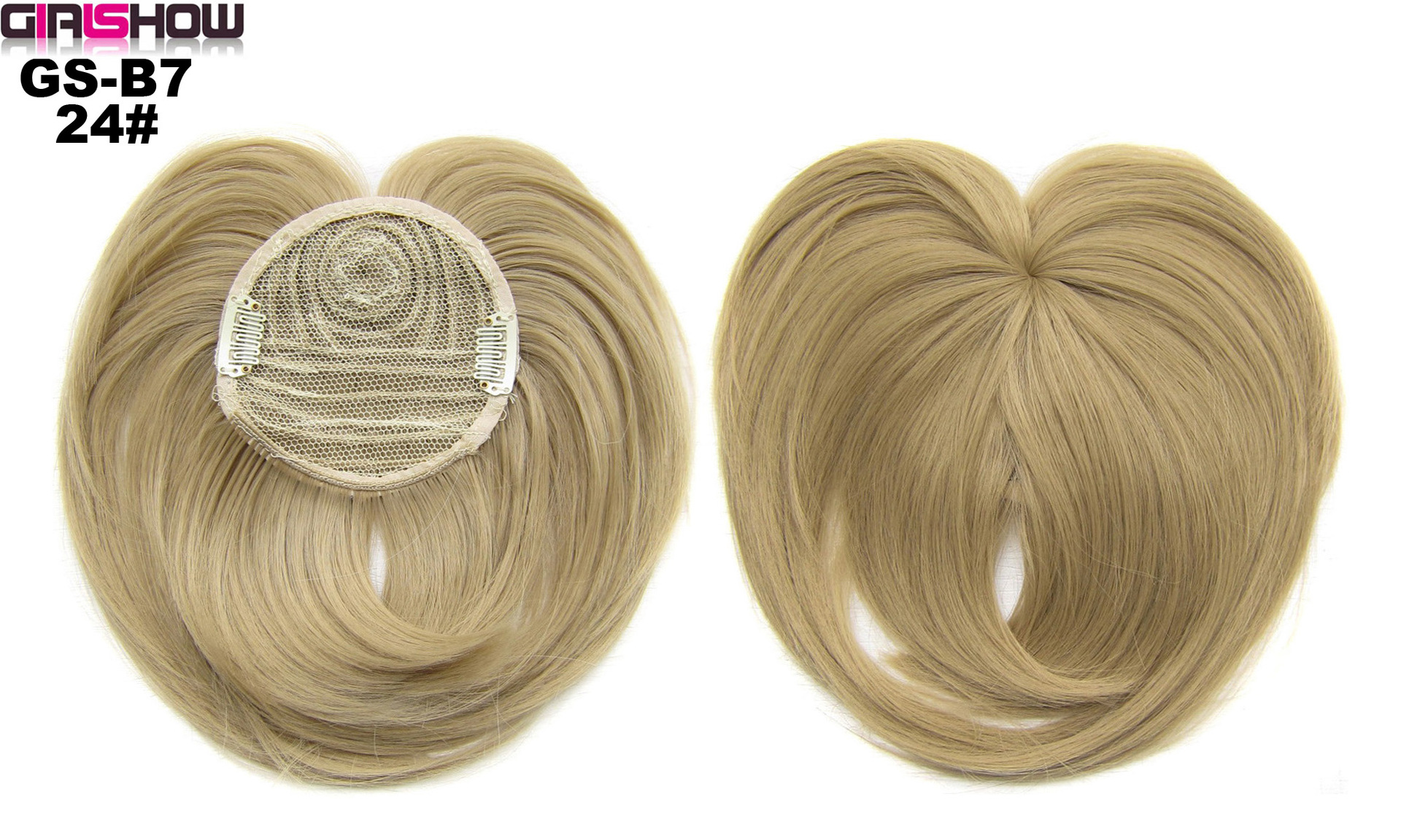 Peluca al por mayor de alta temperatura de seda de fibra química peluca superior corazón flequillo cubierta cabeza melocotón corazón flequillo fábrica peluca femenina