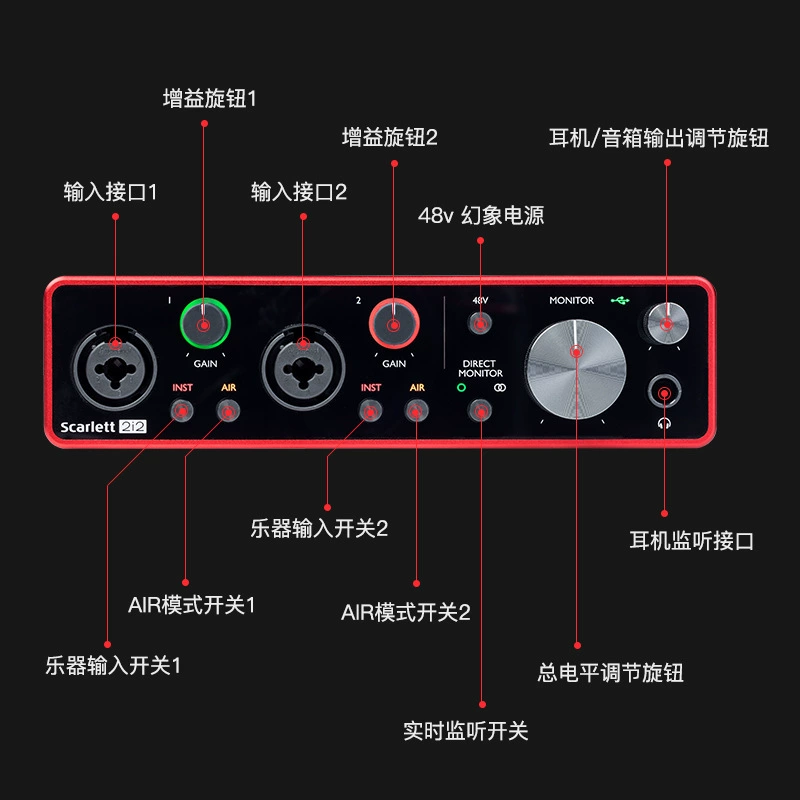 Foxr Focusrite Scarlett 2i2 3 поколения USB аудиоинтерфейс