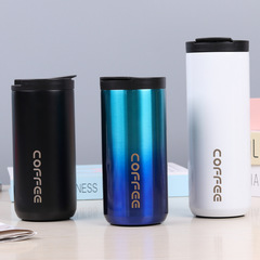 Factory Direct Sale Wholesale New Simple Insulated Cup Gradient Color Trendy Ins Office Stainless Steel Coffee On-the-Go Cup