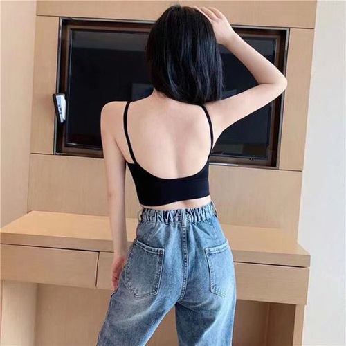 Cross-border summer sling back-beautiful underwear with inner breast pads, breathable yoga sports vest style, anti-exposure, wrapped chest and backless
