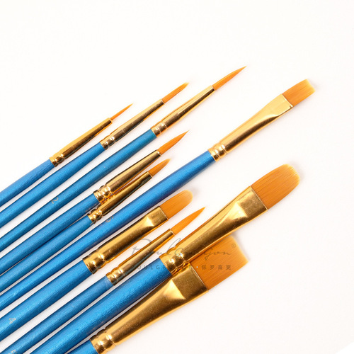 Brush Paul Gauguin 10 pieces pearlescent blue wooden nylon hair art painting acrylic watercolor brush oil paint brush