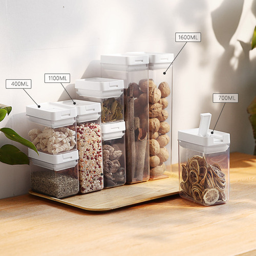 Japanese-style thickened sealed jar PET grain storage box moisture-proof kitchen transparent plastic food preservation box