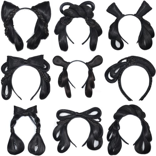 Ancient costume wig headband for women all-in-one antique hairband cat ear Hanfu style hairband lazy Hanfu hair bag bun