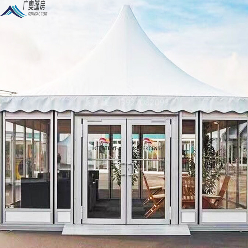 小型玻璃门篷房 尖顶四角帐篷 庆典展览篷房 铝合金户外活动篷房