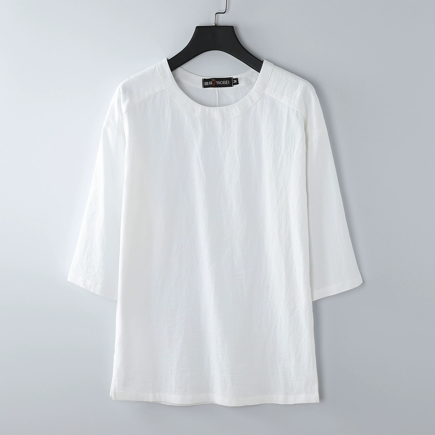 Новая мужская футболка большого размера, свободная льняная футболка с короткими рукавами, мужская летняя хлопковая и льняная футболка в китайском стиле с рукавом три четверти