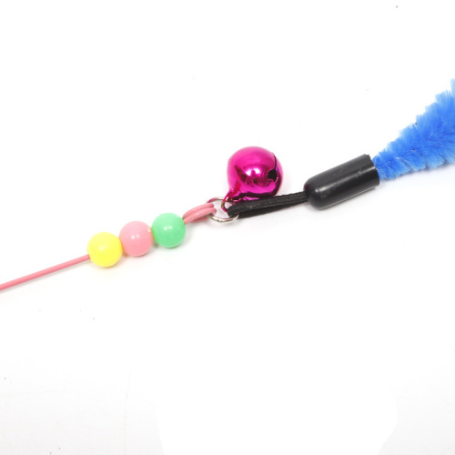 Manufacturer wholesale cross-border two-color feather steel wire cat teasing sticks feather bells cat teasing toys pet supplies