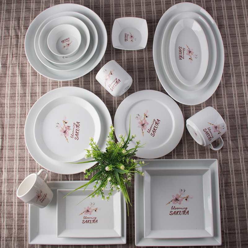 LOGOTIPO de encargo del restaurante rectangular de cerámica blanco de la placa