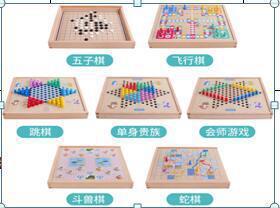 Tablera de madera multifuncional 27 en uno juego Damas Checkers Ajedrez Rompecabezas para niños Juguetes interactivos de escritorio