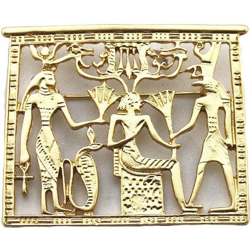 Broche égyptienne pharaon baroque doré mat style vintage palais_voghion.com