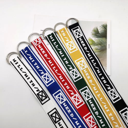 Belt for women double ring buckle mailbox pattern versatile casual fashion student trendy brand outdoor decorative canvas belt for women