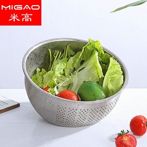 Thickened 304 stainless steel drain basket, inclined bottom basin, rice washing basin, dense hole basket, multi-purpose drain basket, fruit basket, rice washing sieve