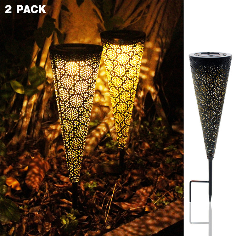 Cross-border outdoor solar lawn lamp iron hollow metal floor lamp garden lawn courtyard decoration projection lamp
