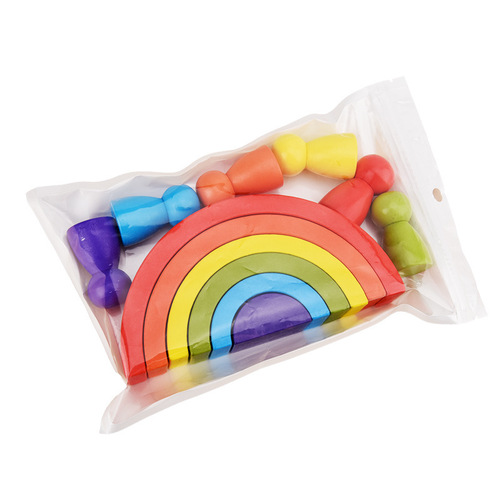 Rainbow arch building block combination 0.25 wooden children's educational colorful semicircle building blocks Jenga toy