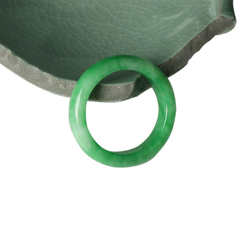 Jade Ring Wholesale Retro Dry Green Couple Men's and Women's Ring Small Circle Mouth Natural Jade Ring Ring Jewelry